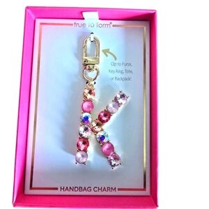 True to Form Initial Letter K Handbag Charm Keychain Bag Purse Backpack